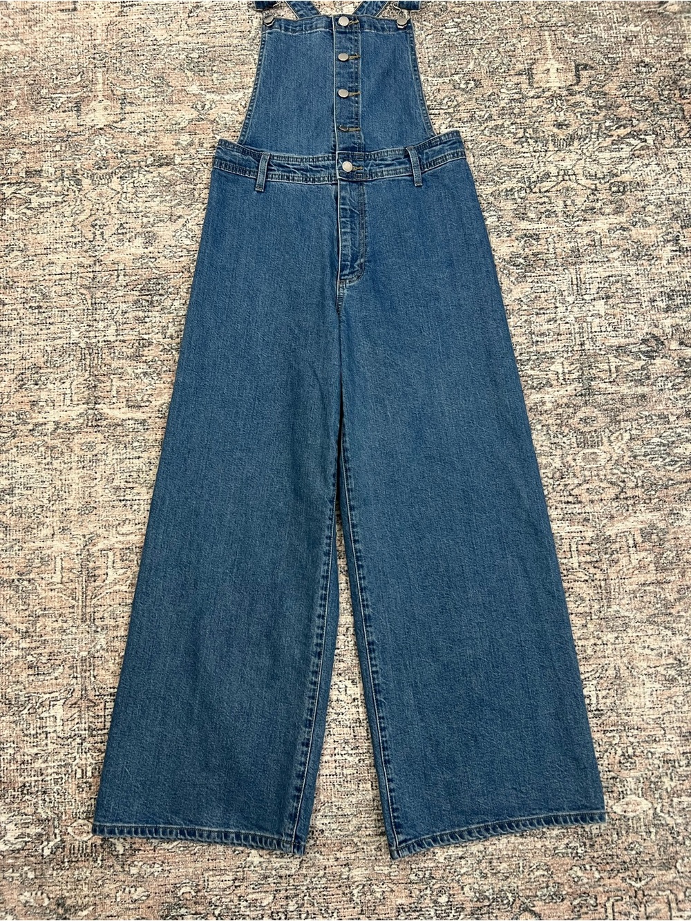 Women's Wide-Leg Denim Overalls - Blue - Picture 3 of 14